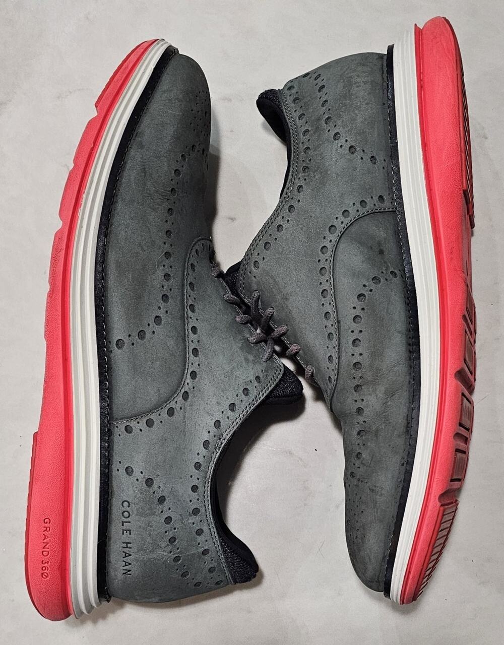 Cole Haan Shoes Mens Size 9.5 Gray Nubuck Original Grand Wingtip Lace Up Casual